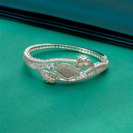 Cubic Zirconia Classic Kada With 2 Tone Rhodium Plating