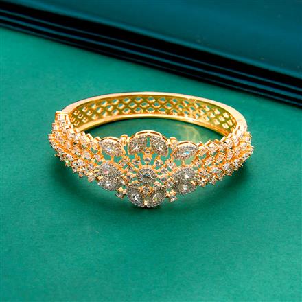 Cubic Zirconia Classic Kada With 2 Tone Rhodium Plating