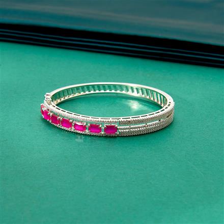 Cubic Zirconia Delicate Kada With Rhodium Plating