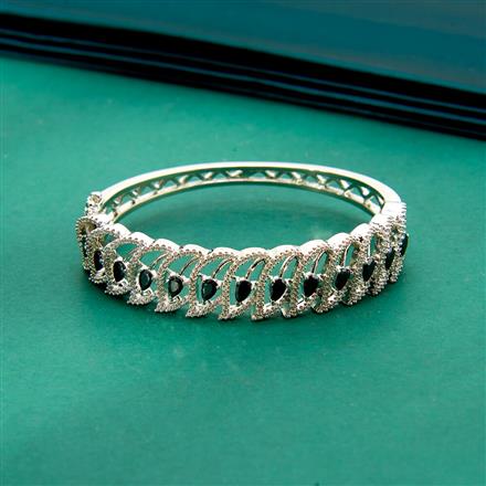 Cz Classic Kada With Rhodium Plating