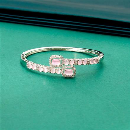 Cubic Zirconia Delicate Kada With Rhodium Plating