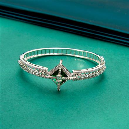 Cubic Zirconia Classic Kada With Rhodium Plating