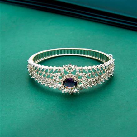 Cz Classic Kada With Rhodium Plating
