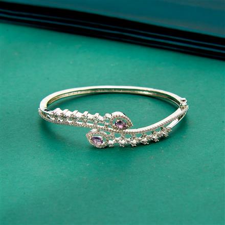 Cz Delicate Kada With Rhodium Plating