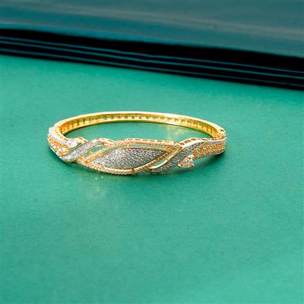 Cubic Zirconia Classic Kada With 2 Tone Rhodium Plating