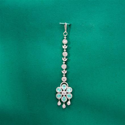 Cubic Zirconia Delicate Tikka With Rhodium Plating