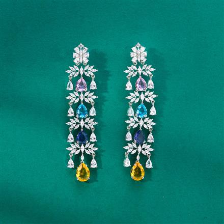 Cz Classic Earring With Rhodium Plating