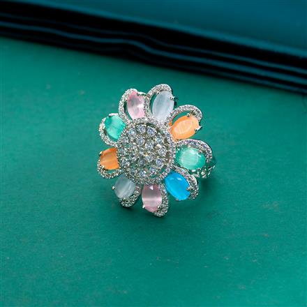 Cz Adjustable Ring With Rhodium Plating