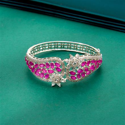 Cz Classic Kada With Rhodium Plating