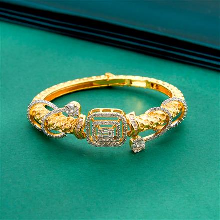 Cubic Zirconia Classic Kada With 2 Tone Rhodium Plating