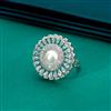 Cubic Zirconia Moti Ring With 2 Tone Rhodium Plating