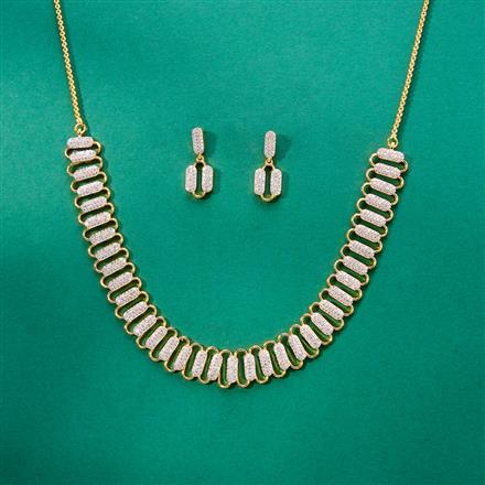 Cubic Zirconia Classic Necklace Set With 2 Tone Gold Plating