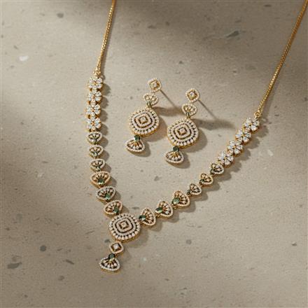 Cubic Zirconia Classic Necklace Set With 2 Tone Plating