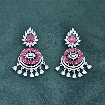 Cz Classic Earring With Rhodium Plating
