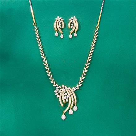 Cz Classic Necklace With 2 Tone Rhodium Plating