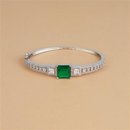 Cubic Zirconia Openable Kada With Rhodium Plating
