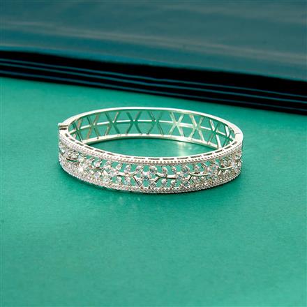 Cubic Zirconia Classic Kada With 2 Tone Rhodium Plating