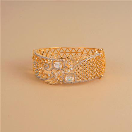 Cubic Zirconia Openable Kada With 2 Tone Plating