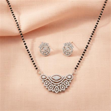 Cubic Zirconia Classic Mangalsutra With 2 Tone Rhodium Plating