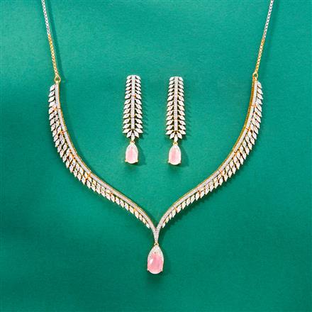 Cubic Zirconia Classic Necklace Set With Rhodium Plating