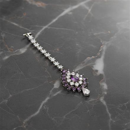 Cubic Zirconia Classic Tikka With Rhodium Plating