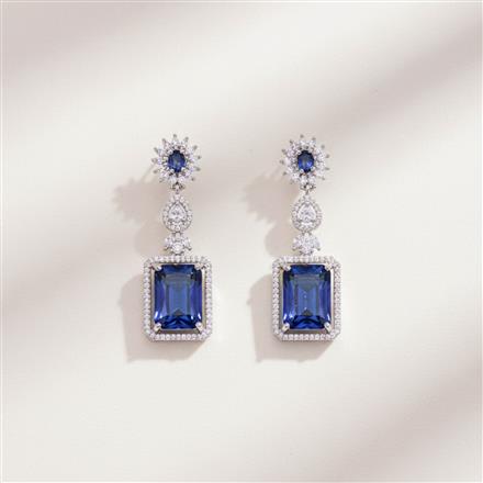 Cz Classic Earring With Rhodium Plating