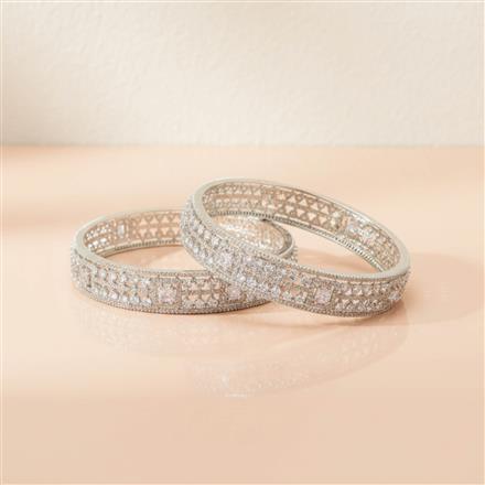 Cubic Zirconia Classic Bangles With Rhodium Plating