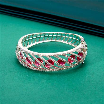 Cubic Zirconia Classic Kada With Rhodium Plating