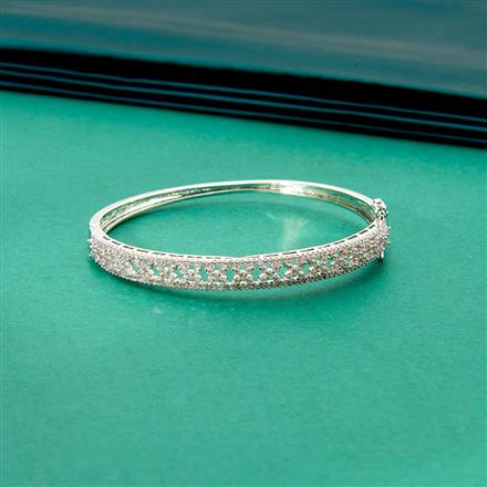 Cubic Zirconia Delicate Kada With 2 Tone Rhodium Plating