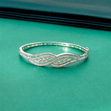 Cubic Zirconia Classic Kada With 2 Tone Rhodium Plating