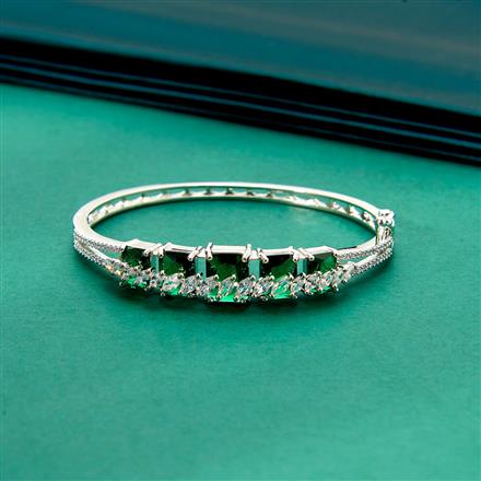 Cubic Zirconia Classic Kada With Rhodium Plating