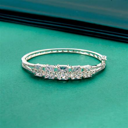 Cubic Zirconia Classic Kada With Rhodium Plating