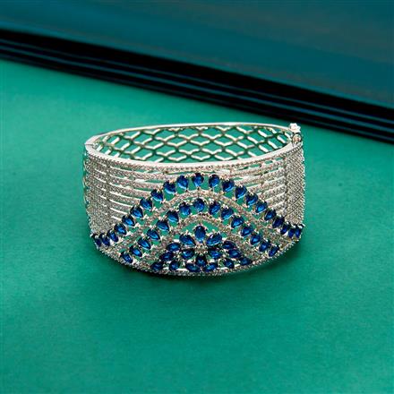 Cubic Zirconia Broad Kada With Rhodium Plating