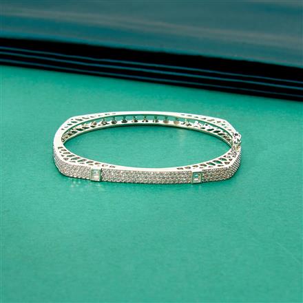 Cubic Zirconia Classic Kada With 2 Tone Rhodium Plating