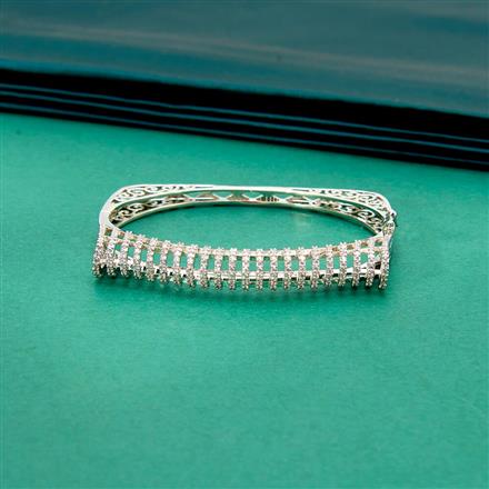 Cubic Zirconia Classic Kada With 2 Tone Rhodium Plating