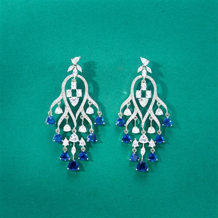 Cz Classic Earring With Rhodium Plating