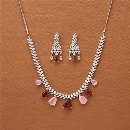 Cubic Zirconia Classic Necklace With Rhodium Plating