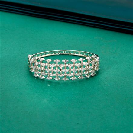 Cz Classic Kada With 2 Tone Rhodium Plating