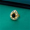 Cz Adjustable Ring With 2 Tone Plating