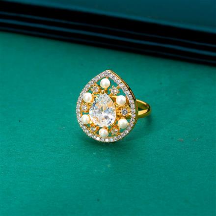Cz Adjustable Ring With 2 Tone Plating
