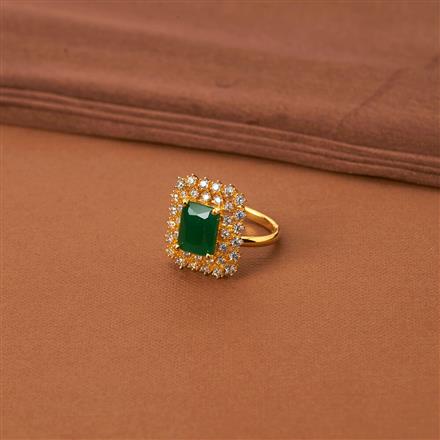 Cubic Zirconia Adjustable Ring With Gold Plating