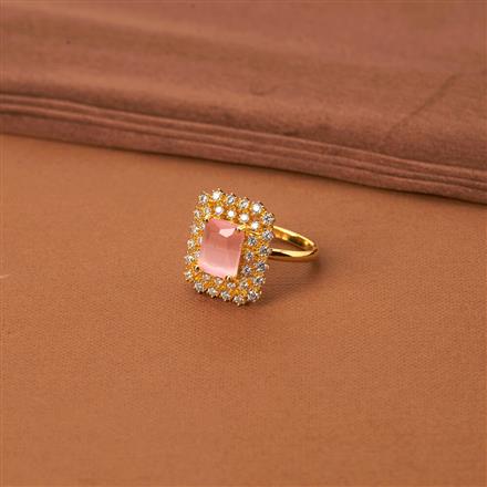 Cubic Zirconia Adjustable Ring With Gold Plating