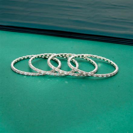 Cz Delicate Bangles With Rhodium Plating