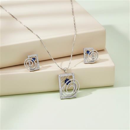 Cz Classic Pendant Set With Rhodium Plating