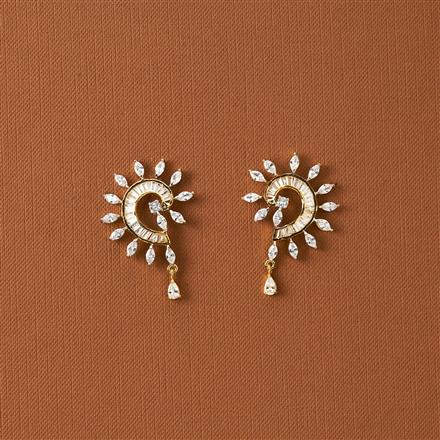 Cubic Zirconia Classic Earring With 2 Tone Rhodium Plating