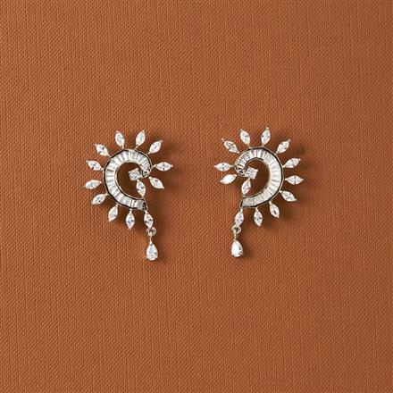 Cubic Zirconia Classic Earring With 2 Tone Rhodium Plating