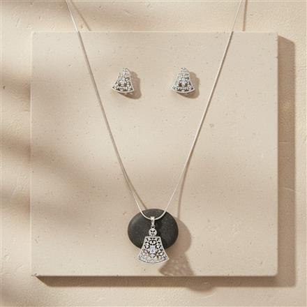 Cz Classic Pendant Set With Rhodium Plating