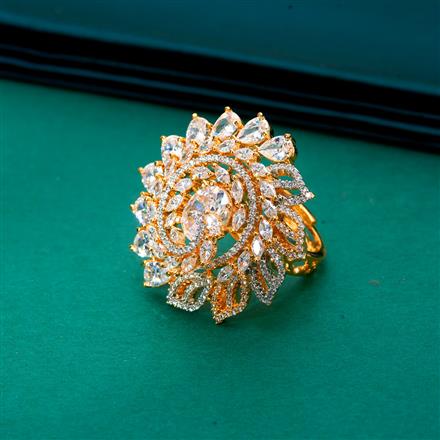 Cz Adjustable Ring With 2 Tone Plating