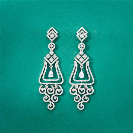 Cz Classic Earring With 2 Tone Rhodium Plating