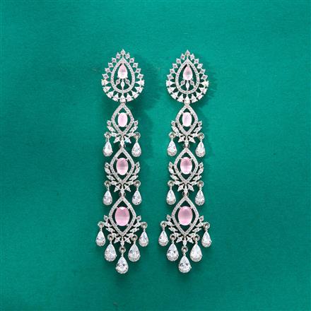 Cz Classic Earring With Rhodium Plating